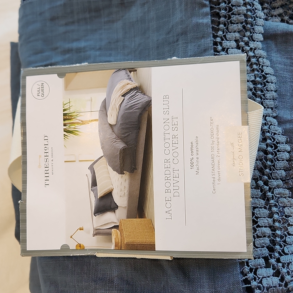 Threshold designed with Studio McGee, lace border, cotton slub, duvet set